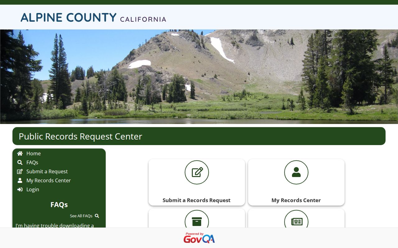 Alpine County Sheriff booking record request portal